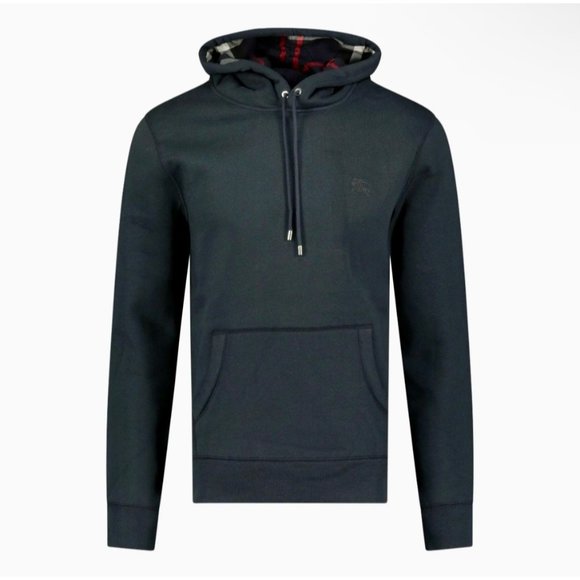 Burberry Claredon Men s Check Hood Embroidery Sweatshirt Navy XS Shirts